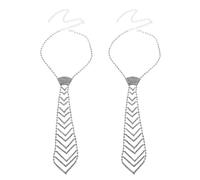 DOITOOL 2 Pezzi Collana Cravatta a Freccia con Pietre Decorative | Argento, Stile Moda per Matrimoni e Incontri D'affari, Design Unisex con Catena Regolabile