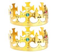 DOITOOL 2 Pezzi Corone Dorate per Feste di Halloween, Placcate in Plastica, Croce Antica Reale Medievale, Accessori per Costumi E Feste di Compleanno