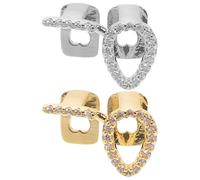 DOITOOL 2 Pezzi Griglie Dentali Oro Placcato Design Cavo a Cuore, Capsula Singola per Denti da Vampiro Hip Hop, Accessori per Feste Halloween e Travestimenti Uomo Donna