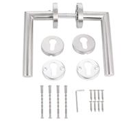 DOITOOL 2 Pezzi Leva per Porta in Acciaio Inox Argento, Stile Moderno | Serratura a Scrocco in Acciaio Inox, Montaggio senza Foro Preforato, Reversibile Lato Destro o Opposto