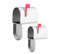 DOITOOL 2 Pezzi Mini Cassetta Postale in Metallo Bianco con Bandierina | Stile Vintage Classico, Superficie Liscia Facile da Pulire, per Lettere, Cartoline e Decorazioni Festive
