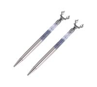 DOITOOL 2 Pezzi Penne Sfera in Metallo Forma di Cervo Diamanti in Vetro Penna Sfera per Studenti Lavoratori Scuola Ufficio Grigio Scrittura Liscia e Uniforme