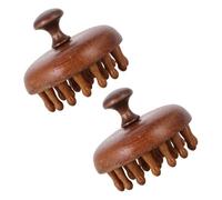 DOITOOL 2 Pezzi Pettine Massaggiante la Testa in Legno di Sandalo, Pettine per Massaggio Cuoio Capelluto a Disco Rotondo Marrone, Lenitivo e Detergente, per Doccia e Bagno, per Tutta