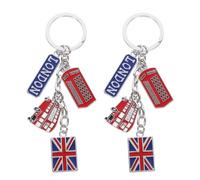 DOITOOL 2 pezzi Portachiavi Uk Tema Britannico Souvenir di Viaggio Resistente e Versatile Accessori per Borse e Chiavi con Bandiera Union Jack per Regali Viaggiatori e Ricordi Vacanze