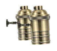 DOITOOL 2 Pezzi Portalampade Vintage E27 in Alluminio e Rame con Pomello, Sostituzione Facile, per Lampade a Sospensione in Arredamento Casa