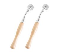 DOITOOL 2 Pezzi Ruota per Ricalco Cucito con Manico in Legno Rotella Scanalata in Acciaio per Tracciare Tessuti Strumento per Delimitare Linee di Cucitura e Ricamo Mano