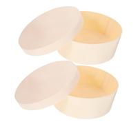 DOITOOL 2 pezzi Scatola Rotonda in Legno Naturale per Conservazione e Cottura Pane Contenitore Leggero e Robusto per Adulti Box Te per Decorazione e Organizzazione