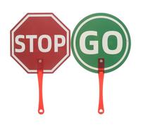 DOITOOL 2 segnali stradali: segnali di sicurezza stradale per l'istruzione dei bambini - luci di segnalazione bifacciali con maniglia per giochi di sicurezza stradale per asili e scuole