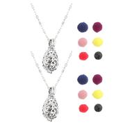 DOITOOL 2 Set Collana di Aromaterapia con Diffusore di Oli Essenziali a Forma di Goccia, Ciondolo in Pietra Lavica e Catena Regolabile in Lega Argento, Regalo per Compleanni e Uso