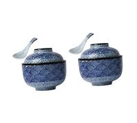 DOITOOL 2 Set di pentole in ceramica in ceramica set di stoviglie ramen ciotola con coperchio ciotola giapponese zuppa ciotola riso miso miso con coperchio