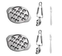 DOITOOL 2 Set di Piatto per Lumache Piatto per Lumache in Acciaio Inox 12 Fori con Pinze per Lumache E Forchette per Lumache per Ristorante Dell'hotel