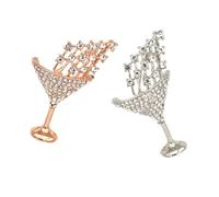 DOITOOL 2 Spille Spilla a Forma di Bicchiere da Cocktail Piccoli Creativi in Lega Strass per Feste Regali Femminili Abbinabili a Abbigliamento e Accessori Colore Casuale