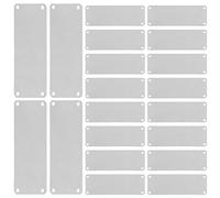 DOITOOL 20 Pezzi di Etichette vuote per stampaggio - Etichette vuote rettangolari in Acciaio Inossidabile a 4 Fori per targhette incise - Ciondoli Pendenti per stampaggio in Metallo per Artigianato