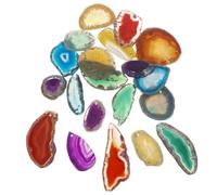DOITOOL 20 Pezzi Fette di Agata Naturale Colorata Foro, Perline di Agata Energizzate e Tinte, Accessori per Bigiotteria Fai da Te e Decorazioni per Campanelli a Vento e Centrotavola