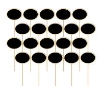 DOITOOL 20 Pezzi Mini Lavagne Ovali in Legno Etichette Nere per Fiori e Piante da Giardino Cartelli Decorativi per Matrimoni Natale e Segnaletica Eventi Gesso