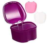 DOITOOL 3 Pezzi Contenitore per Dentiera in Plastica Pp Design Traspirante e Ripiano Drenante, Scatola Portaprotesi Portatile per Viaggi e Uso Quotidiano Colore Casuale