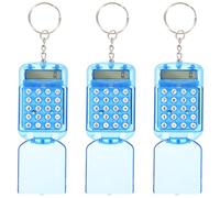 DOITOOL 3 Pezzi Mini Calcolatrice Tascabile Cartone Animato Portachiavi Blu | Scocca Trasparente in Abs, Componenti Elettronici, Calcoli Rapidi Affidabili, per Studenti e Ufficio