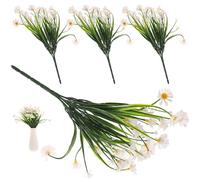 DOITOOL 4 Pezzi Bouquet di Margherite Artificiali Bianche in Plastica Forma Realistica e Finitura Fine, Decorazione per Pareti e Casa Vasi Delicati