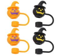 DOITOOL 4 Pezzi Coperture in Silicone per Cannucce a Forma di Zucca Halloween, Tappi Decorativi Leggeri e Riutilizzabili per Protezione Cannuccia, Accessori Festa Casa e Cucina