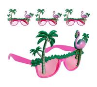 DOITOOL 4 Pezzi Occhiali Hawaiani Fenicottero e Cocco, Set Rosa | PC, Plastica e Ac, Finitura Liscia, Alta Visibilità, per Feste Estive e Serate in Spiaggia