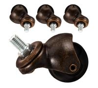 DOITOOL 4 Pezzi Ruota Sferica Stelo Filettato M10 in Bronzo e Pp, Girevole | Scorrimento Fluido, Sostituzione per Sedia, Carrello e Supporto, Uso Versatile in Ufficio
