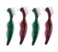 DOITOOL 4 Pezzi Spazzola per Dentiere a Doppia Testa Setole Dure in Nylon e Manico Antiscivolo Portatile Leggera per Pulizia Orale di Denti Finti Adatta a Uso Domestico e Viaggi