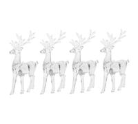 DOITOOL 4 Pezzi Statue di Renne in Acrilico Trasparente Decorazioni Natalizie da Tavolo per Camera e Ufficio Piccole Sculture di Cervo per Addobbi Festivi Interni