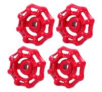 DOITOOL 4 Pezzi Volantino Valvola in Ferro Rosso, Ruota Tonda 5x5 MM | Rubinetto Esterno e Interfacce in Ghisa, Presa Ergonomica, Montaggio Semplice, Uso All'aperto
