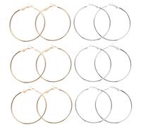 DOITOOL 40pezzi Orecchini Cerchio Rotondi per Donna Pendenti Mezzo Cerchio Spessi in Argento Cerniera Orecchini Geometrici Larghi e Scintillanti per Outfit da Festa e Casual