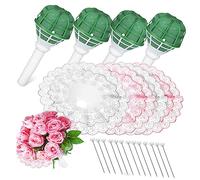 DOITOOL 4set Bouquet con Involucro per Artificiali Manico per Matrimonio Supporto in Schiuma Morbida Struttura Rinforzata in Plastica
