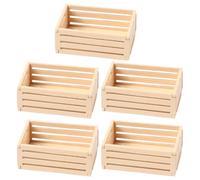 DOITOOL 5 Mini Casse di Legno 1,49x1,02x0,59 Pollici Mini Casse di Legno Rustiche - Cestini per Alimenti E Bevande in Miniatura - Decorazioni per Micro Fattorie per Casa Delle Bambole, Cucina, Ufficio