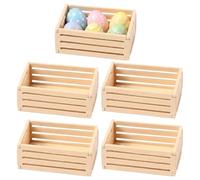 DOITOOL 5 mini casse in legno rustiche da 1,49 x 1,5 x 0,5 cm, mini casse rustiche in legno, cestini in miniatura per cibo e bevande, decorazione per casa delle bambole, cucina, ufficio