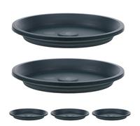 DOITOOL 5 Pezzi Sottovaso Rotondo in Resina Verde per Vasi da Piante da Interno Superficie Liscia e Design Minimalista Elegante, per Negozi di Piante e Casa