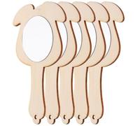 DOITOOL 5 Pezzi Specchio in Legno Incompiuto per Trucco Fai-da-te, Specchio Delicato a Mano in Legno Khaki, Giocattolo Educativo e Genitori