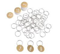 DOITOOL 50 Etichette Numeriche in Plastica con Anello Portachiavi, Targhette Numerate Tonde Resistenti e Incise, per Organizzazione Chiavi in Hotel, Ufficio, Piscina e Scuola