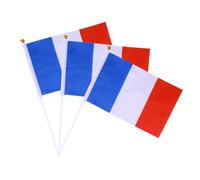 DOITOOL 50 Pezzi Mini Bandiere Francesi Portatili in Poliestere e Plastica 14x21cm per Piccole Parate e Partite Internazionali Leggere e Resistenti