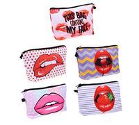 DOITOOL 5pezzi Pochette Cosmetiche Con Stampa Labbra Borsa Da Viaggio Per Trucco e Toiletries Organizer Per Donne e Ragazze Di Accessori Fashion Per Ogni Occasione