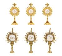 DOITOOL 6 Pezzi da Ricordo Memorabile a Forma di Croce in Lega di Zinco Oro e Raffinata, Accessorio Versatile per Comunione Adulti