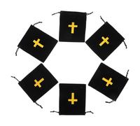 DOITOOL 6 Pezzi Sacchetto Commemorativo Funebre Nero Croce, Cordino, | Tessuto, Stampa Croce Resistente, Struttura Stabile, per Preghiera, per Cerimonie Religiose, Facile da Portare