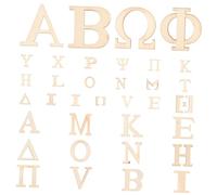 DOITOOL 72 pezzi Lettere Greche in Legno Naturale per Lavoretti Creativi e Decorazioni Fai da Te Legno Liscio e Leggero per Artigianato e Scritte Decorative
