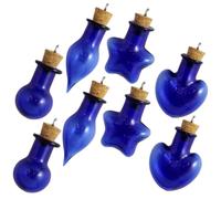 DOITOOL 8 Pezzi Mini Bottiglie dei Desideri in Vetro, Ciondolo Bottiglia Blu Tappo in Legno, Stile Vintage, per Bottiglie alla Deriva, Profumo, Fai da Te, Viaggio Romantico