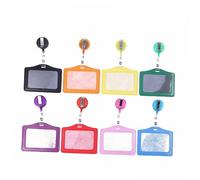DOITOOL 8 pezzi Portabadge Orizzontale PU Pelle Clip Retrattile per Scuola e Ufficio Protezione per Pass e Badge Vari Colori Giallo Nero Arancione Rosa