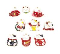 DOITOOL 9pezzi Ciondolo Gatto in Lega Ciondolo Pendente Forma di Gatto Gioiello per Creazione di Gioielli in Lega per Collane e Bracciali