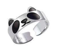 DOITOOL Anello Aperto Regolabile Creativo in Rame Nero a Forma di Panda, Elegante e Confortevole da Indossare, come Gioiello Fashion per Ragazze e Donne