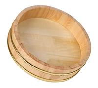 DOITOOL Bacino per Sushi in Legno Rotondo, Apertura Ampia, Stile Rustico | Fondo Piatto, Pareti Spesse e Bordi Lisci, per Riso All’aceto e Sashimi, Uso Domestico o Ristorante