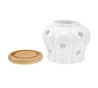 DOITOOL Barattolo Di Ceramica Rotondo Con Coperchio in Bambù Per Conservare Aglio e Radice Aromatica Design Con Prese D'aria Per Ventilazione Porcellana Rinforzata