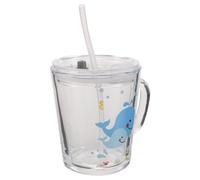 DOITOOL Bicchiere da Latte in Vetro con Cannuccia Integrata, Manico e Coperchio, Capacità 400ml, Resistente a Odori e Macchie, per Colazione in Famiglia