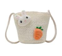 DOITOOL Borsa Mare Bambina in Paglia Leggera, Tracolla Raffinata per Ragazze, Borsa a Secchiello Beige la Spiaggia e Attività All'aperto