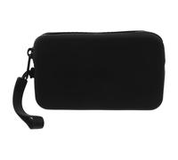 DOITOOL Borsa per Trucco in Silicone Cerniera, Porta Pennelli Make Up da Viaggio Compatta e Portatile, Sacchetto Quadrato Nero per Uso Quotidiano e All'aperto