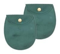 DOITOOL Borsa Porta Orologio da Tasca di Velluto Spesso, Custodia Porta Orologio Portatile Bottone a Pressione, Set da 2 Pezzi Verde Semi-ovale per Protezione da Graffi e Sporco,